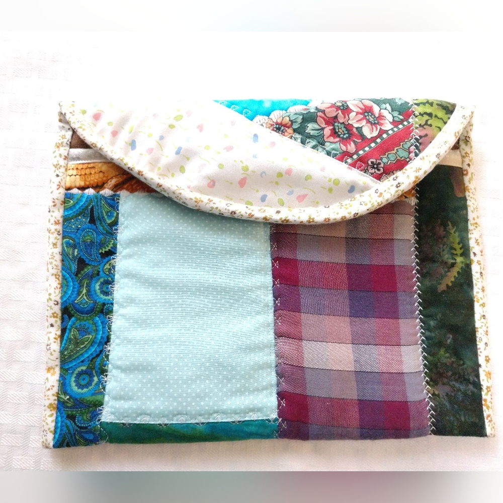Adorable Vintage Patchwork Clutch Bag Pouch Homemade Handmade Colorful - Picture 14 of 14